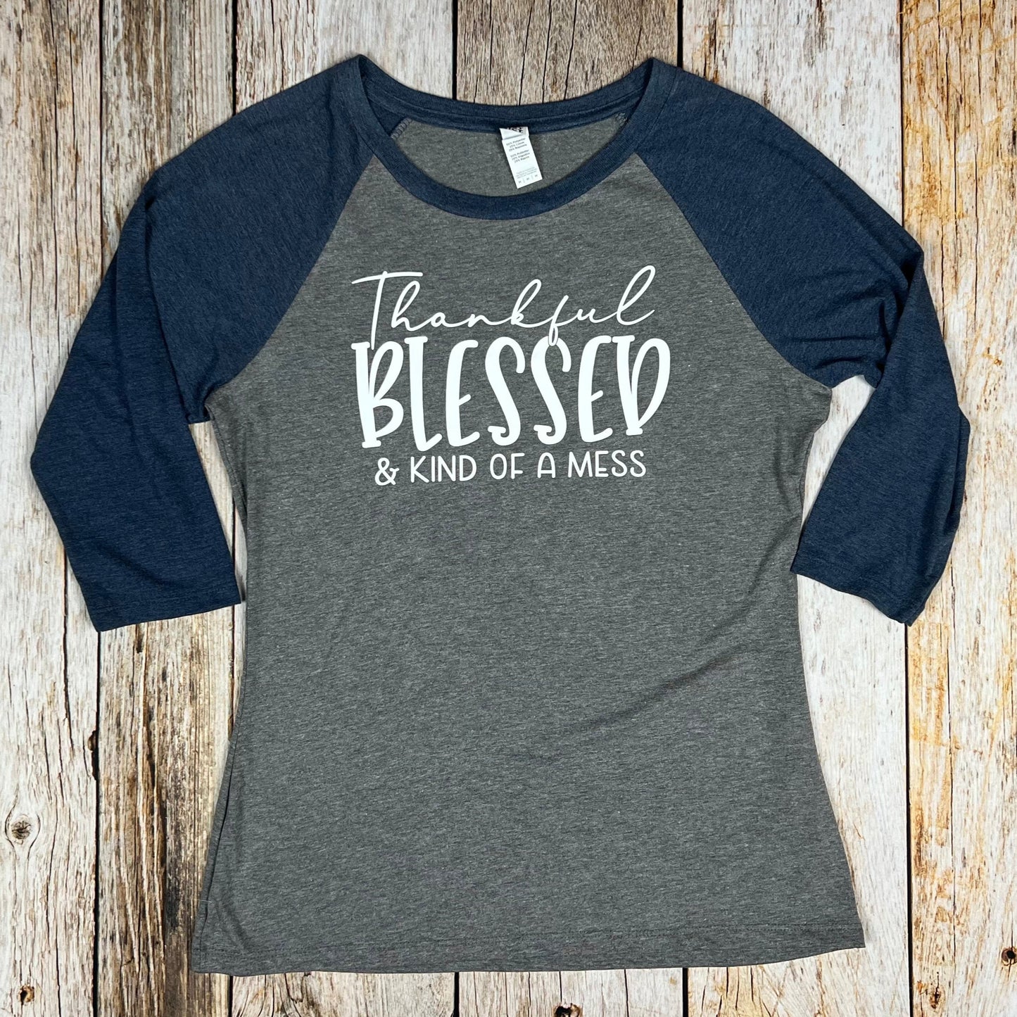 Thankful Blessed Ladies 3/4-Sleeve Tee