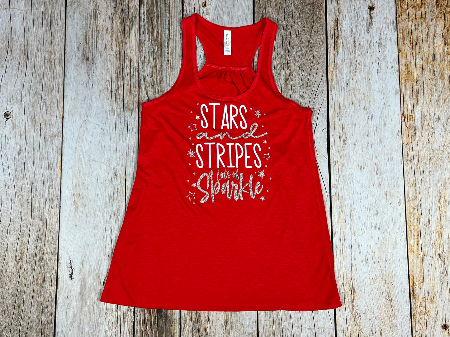 Stars Stripes & Lots of Sparkle Women's Flowy Racerback Tank