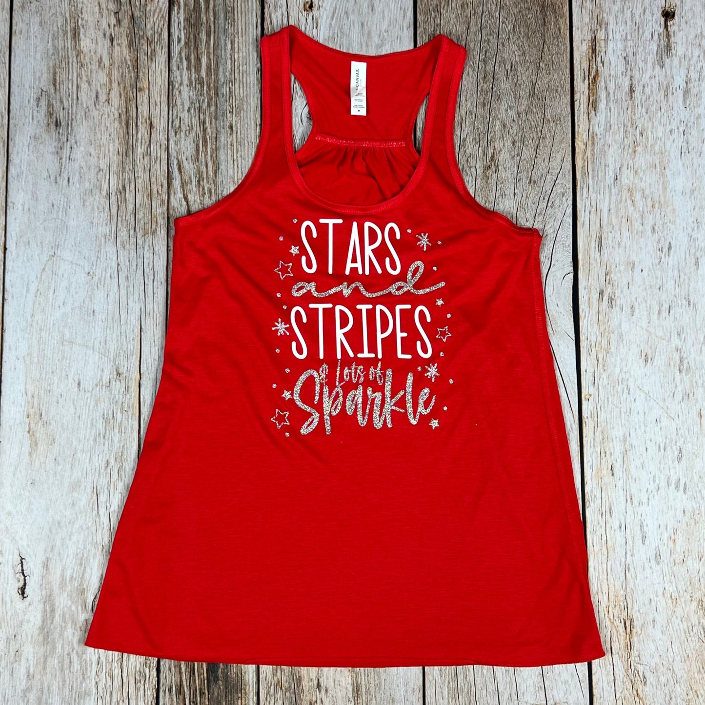 Stars Stripes & Lots of Sparkle Women's Flowy Racerback Tank