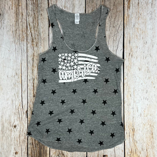 America Flag Jersey Racer Tank
