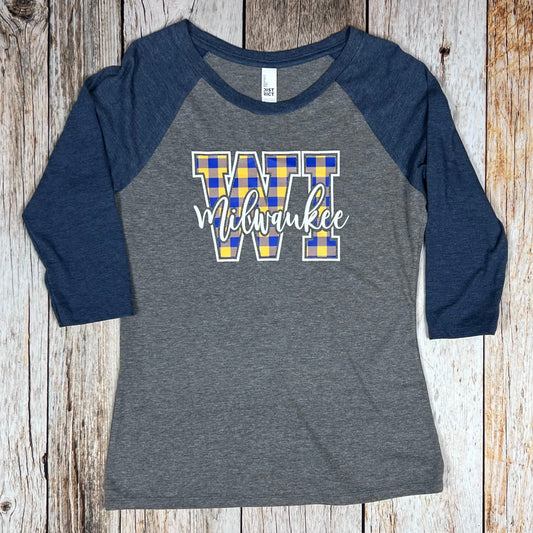 Milwaukee Plaid Ladies 3/4-Sleeve Tee