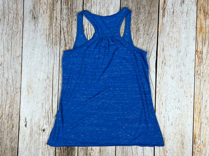 Distressed American Flag Glitter Women's Flowy Racerback Tank